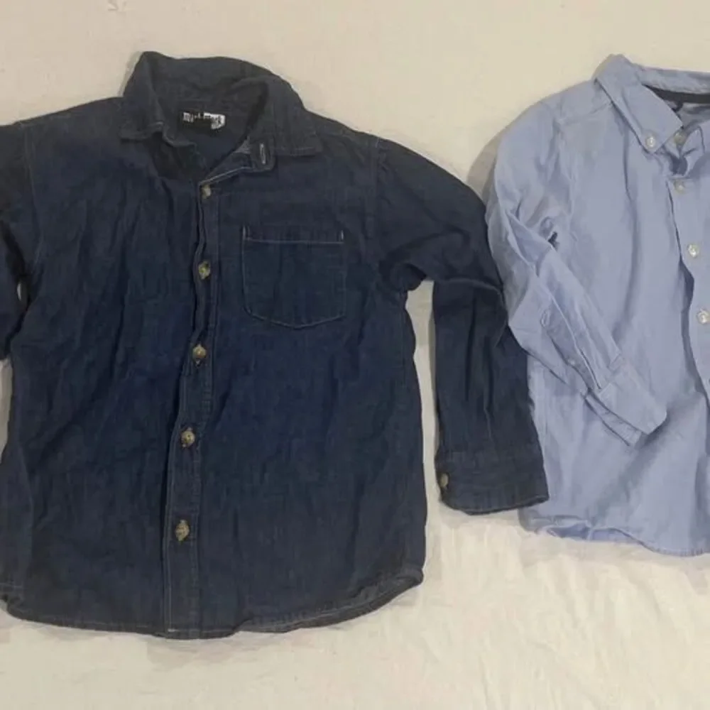 Lot of 2 Boys' Size 6 Button-Up Long Sleeve Denim Blue (MickMack & OshKosh)